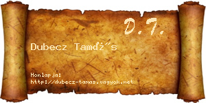 Dubecz Tamás névjegykártya
